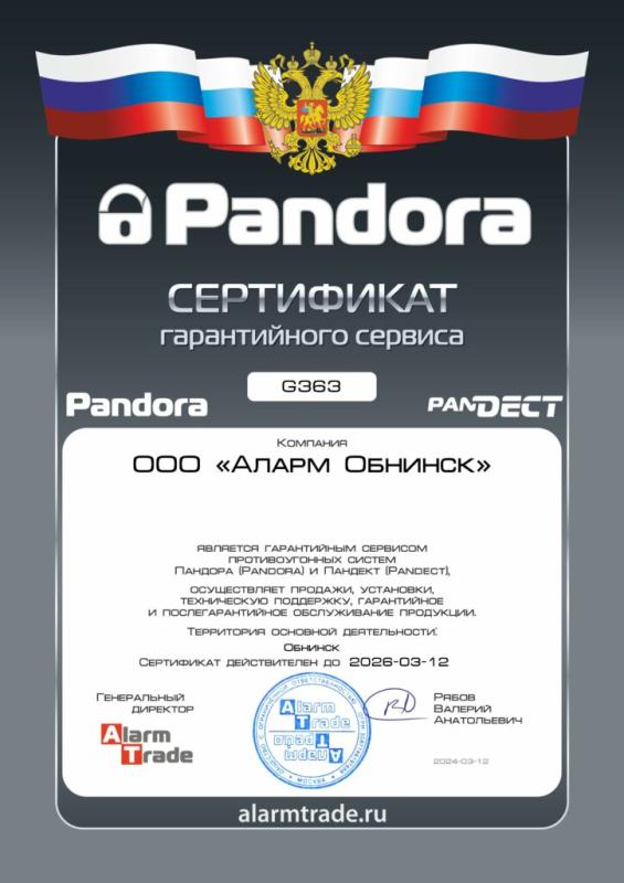 Сертификат гарантийного сервиса
